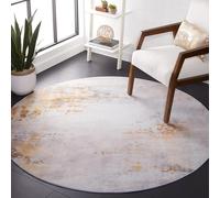 Safavieh Tapis Abstrait Rug Idéal pour Les Zones à Fort Passage - Lavable en Machine et Antidérapant - Tacoma Collection, Tapis à Poil Court, in Gris et Or, 183 X 183 cm