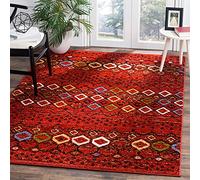 Safavieh Tapis bohème Chic pour Salon, Salle à Manger, Chambre à Coucher - Collection Amsterdam - Poils Courts - Rouge Terre Cuite et Multicolore - 122 x 183 cm