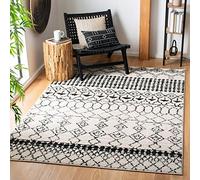 Safavieh Tapis bohème Chic pour Salon, Salle à Manger, Chambre à Coucher - Collection Tulum - Poils Courts - Ivoire et Noir - 160 x 229 cm