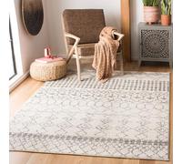Safavieh Tapis bohème Chic pour Salon, Salle à Manger, Chambre à Coucher - Collection Tulum - Poils Courts - Ivoire et Gris - 160 x 229 cm