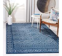 Safavieh Tapis bohème Chic pour Salon, Salle à Manger, Chambre à Coucher - Collection Tulum - Poils Courts - Bleu Marine et Ivoire - 160 x 229 cm