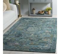 SAFAVIEH Tapis bohème pour Salon, Salle à Manger, Chambre à Coucher - Collection Anatolia - Pile Moyenne - Aqua et Vert, 91 x 152 cm