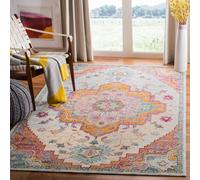 Safavieh Tapis bohème pour Salon, Salle à Manger, Chambre à Coucher - Collection Crystal - Poils Courts - Bleu Clair et Fuchsia - 152 x 244 cm