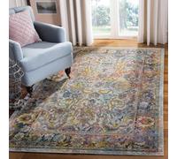 Safavieh Tapis bohème pour Salon, Salle à Manger, Chambre à Coucher - Collection Crystal - Poils Courts - Bleu Clair et Orange - 122 x 183 cm