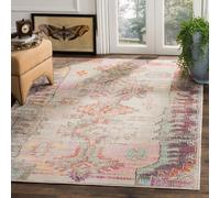 Safavieh Tapis bohème pour Salon, Salle à Manger, Chambre à Coucher - Collection Crystal - Poils Courts - Gris Clair et Violet - 201 x 279 cm