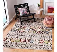Safavieh Tapis Boho pour Salon, Salle à Manger, Chambre à Coucher - Amsterdam Collection, Tapis à Poil Court, Gris Clair et Multi, 122 X 183 cm