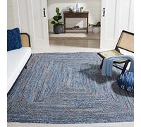 SAFAVIEH Tapis Boho pour Salon, Salle à Manger, Chambre à Coucher - Cape Cod Collection, Tapis à Poil Court, Bleu et Naturel, 244 X 305 cm