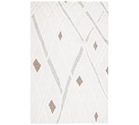 SAFAVIEH Tapis Boho pour Salon, Salle à Manger, Chambre à Coucher - Casablanca Collection, Tapis à Poil Court, Ivoire et Marron, 69 X 122 cm