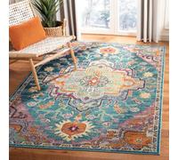 Safavieh Tapis Boho pour Salon, Salle à Manger, Chambre à Coucher - Crystal Collection, Tapis à Poil Court, Sarcelle et Rose, 152 X 244 cm