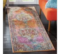 Safavieh Tapis Boho pour Salon, Salle à Manger, Chambre à Coucher - Crystal Collection, Tapis à Poil Court, Orange et Bleu Clair, 66 X 213 cm