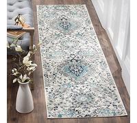 Safavieh Tapis Boho pour Salon, Salle à Manger, Chambre à Coucher - Madison Collection, Tapis à Poil Court, Crème et Gris Clair, 80 x 180 cm