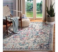 Safavieh Tapis Boho pour Salon, Salle à Manger, Chambre à Coucher - Madison Collection, Tapis à Poil Court, Crème et Bleu, 180 X 300 cm