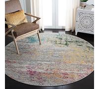 Safavieh Tapis Boho pour Salon, Salle à Manger, Chambre à Coucher - Madison Collection, Tapis à Poil Court, Gris et Or, 91 x 91 cm