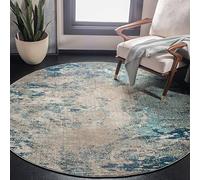 Safavieh Tapis Boho pour Salon, Salle à Manger, Chambre à Coucher - Madison Collection, Tapis à Poil Court, Bleu et Gris, 91 x 91 cm