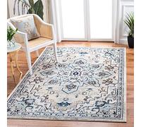 SAFAVIEH Tapis Boho pour Salon, Salle à Manger, Chambre à Coucher - Madison Collection, Tapis à Poil Court, Ivoire et Bleu Clair, 160 X 230 cm