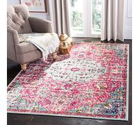 Safavieh Tapis Boho pour Salon, Salle à Manger, Chambre à Coucher - Madison Collection, Tapis à Poil Court, Fuchsia et Sarcelle, 66 x 122 cm