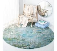 Safavieh Tapis Boho pour Salon, Salle à Manger, Chambre à Coucher - Madison Collection, Tapis à Poil Court, Vert et Bleu, 122 X 122 cm