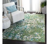 SAFAVIEH Tapis Boho pour Salon, Salle à Manger, Chambre à Coucher - Madison Collection, Tapis à Poil Court, Vert et Turquoise, 152 x 152 cm