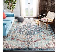 SAFAVIEH Tapis Boho pour Salon, Salle à Manger, Chambre à Coucher - Madison Collection, Tapis à Poil Court, Bleu Marine et Bleu Clair, 91 X 152 cm