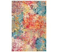 SAFAVIEH Tapis Boho pour Salon, Salle à Manger, Chambre à Coucher - Madison Collection, Tapis à Poil Court, Ivoire et Multi, 91 x 91 cm