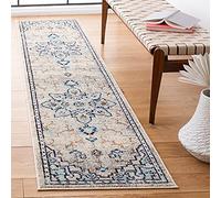 Safavieh Tapis Boho pour Salon, Salle à Manger, Chambre à Coucher - Madison Collection, Tapis à Poil Court, Ivoire et Bleu Clair, 76 x 183 cm