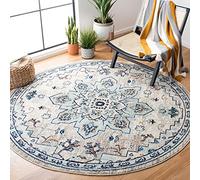 SAFAVIEH Tapis Boho pour Salon, Salle à Manger, Chambre à Coucher - Madison Collection, Tapis à Poil Court, Ivoire et Bleu Clair, 160 x 160 cm