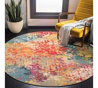 Safavieh Tapis Boho pour Salon, Salle à Manger, Chambre à Coucher - Madison Collection, Tapis à Poil Court, Ivoire et Multi, 152 x 152 cm