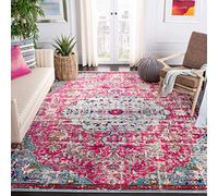 Safavieh Tapis Boho pour Salon, Salle à Manger, Chambre à Coucher - Madison Collection, Tapis à Poil Court, Fuchsia et Sarcelle, 240 x 300 cm