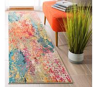 Safavieh Tapis Boho pour Salon, Salle à Manger, Chambre à Coucher - Madison Collection, Tapis à Poil Court, Ivoire et Orange, 152 x 152 cm