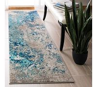 Safavieh Tapis Boho pour Salon, Salle à Manger, Chambre à Coucher - Madison Collection, Tapis à Poil Court, Bleu et Gris, 62 x 240 cm