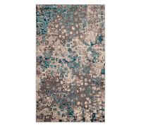 Safavieh Tapis Boho pour Salon, Salle à Manger, Chambre à Coucher - Monaco Collection, Tapis à Poil Court, Gris et Bleu Clair, 91 X 152 cm