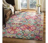 SAFAVIEH Tapis Boho Pour Salon, Salle à manger, Chambre à coucher - Monaco Collection, Tapis à poil court, Gris et Fuchsia, 155 X 231 cm