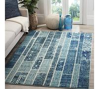 SAFAVIEH Tapis Boho Pour Salon, Salle à manger, Chambre à coucher - Monaco Collection, Tapis à poil court, Bleu et Multi, 201 X 279 cm