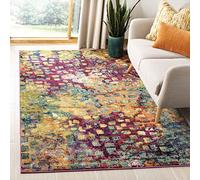 SAFAVIEH Tapis Boho Pour Salon, Salle à manger, Chambre à coucher - Monaco Collection, Tapis à poil court, Rose et Multi, 91 X 152 cm
