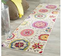 SAFAVIEH Tapis Boho Pour Salon, Salle à manger, Chambre à coucher - Monaco Collection, Tapis à poil court, Ivoire et Multi, 66 X 244 cm