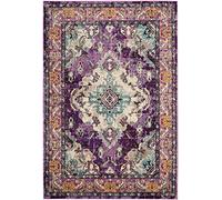 SAFAVIEH Tapis Boho Pour Salon, Salle à manger, Chambre à coucher - Monaco Collection, Tapis à poil court, Violet et bleu clair, 91 X 152 cm