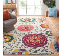 Safavieh Tapis Boho pour Salon, Salle à Manger, Chambre à Coucher - Monaco Collection, Tapis à Poil Court, Ivoire et Multi, 244 x 305 cm