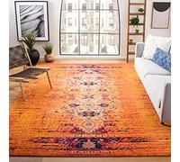 Safavieh Tapis Boho pour Salon, Salle à Manger, Chambre à Coucher - Monaco Collection, Tapis à Poil Court, Orange et Multi, 200 x 200 cm