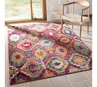 Safavieh Tapis Boho pour Salon, Salle à Manger, Chambre à Coucher - Monaco Collection, Tapis à Poil Court, Rouge et Bleu, 155 X 231 cm