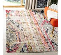 SAFAVIEH Tapis Boho pour Salon, Salle à Manger, Chambre à Coucher - Monaco Collection, Tapis à Poil Court, Gris Clair et Multi, 155 X 231 cm