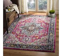 SAFAVIEH Tapis Boho Pour Salon, Salle à manger, Chambre à coucher - Monaco Collection, Tapis à poil court, Fuchsia et gris, 122 X 170 cm