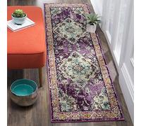 SAFAVIEH Tapis Boho Pour Salon, Salle à manger, Chambre à coucher - Monaco Collection, Tapis à poil court, Violet et bleu clair, 66 X 183 cm