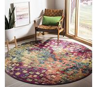 Safavieh Tapis Boho pour Salon, Salle à Manger, Chambre à Coucher - Monaco Collection, Tapis à Poil Court, Rose et Multi, 160 x 160 cm