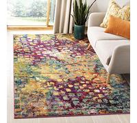 Safavieh Tapis Boho pour Salon, Salle à Manger, Chambre à Coucher - Monaco Collection, Tapis à Poil Court, Rose et Multi, 120 x 120 cm