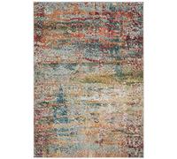 Safavieh Tapis Boho pour Salon, Salle à Manger, Chambre à Coucher - Monaco Collection, Tapis à Poil Court, Sarcelle et Orange, 90 x 150 cm