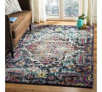 SAFAVIEH Tapis Boho Pour Salon, Salle à manger, Chambre à coucher - Monaco Collection, Tapis à poil court, Bleu et Fuchsia, 155 X 231 cm