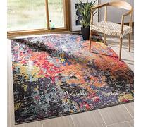 SAFAVIEH Tapis Boho pour Salon, Salle à Manger, Chambre à Coucher - Monaco Collection, Tapis à Poil Court, Bleu et Orange, 155 X 231 cm