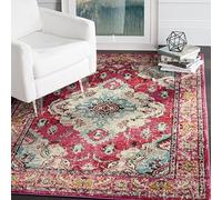 Safavieh Tapis bohème Chic pour Salon, Salle à Manger, Chambre à Coucher - Collection Monaco - Poils Courts - Rose et Multicolore - 201 x 279 cm