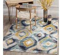 SAFAVIEH Tapis Boho Pour Salon, Salle à manger, Chambre à coucher - Monaco Collection, Tapis à poil court, Bleu et Multi, 244 X 335 cm