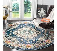 Safavieh Tapis Boho pour Salon, Salle à Manger, Chambre à Coucher - Monaco Collection, Tapis à Poil Court, Violet et Bleu Clair, 201 x 201 cm